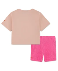 Nike Girls' 4-6X Bold Play T-Shirt and Bike Shorts, 2-Piece Set