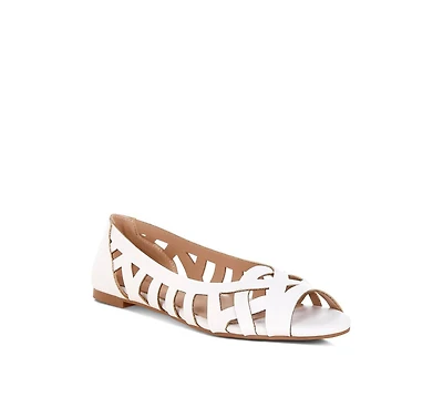 London Rag Moira Woven Peep Toe Flats Women