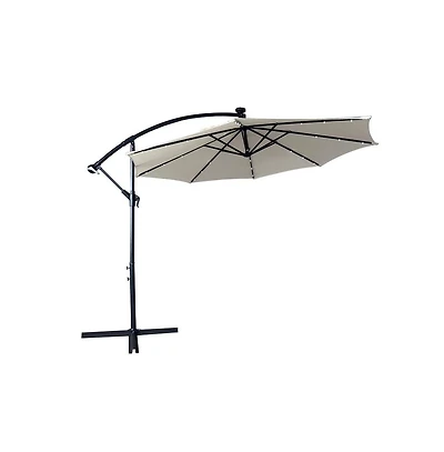 LeisureMod Outdoor 10 Ft Offset Cantilever Hanging Patio Umbrella With Solar Powered Led