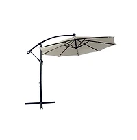 LeisureMod Outdoor 10 Ft Offset Cantilever Hanging Patio Umbrella With Solar Powered Led