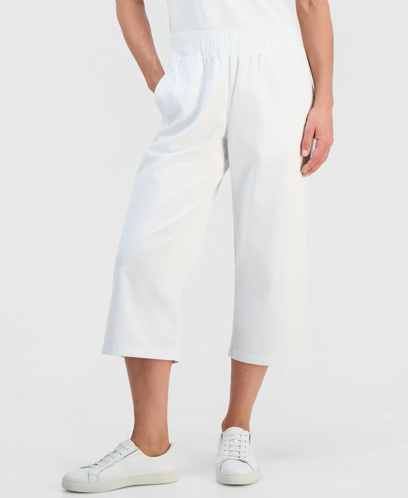 Style & Co Petite Pull-On Wide-Leg Twill Capri, Macy's Exclusive