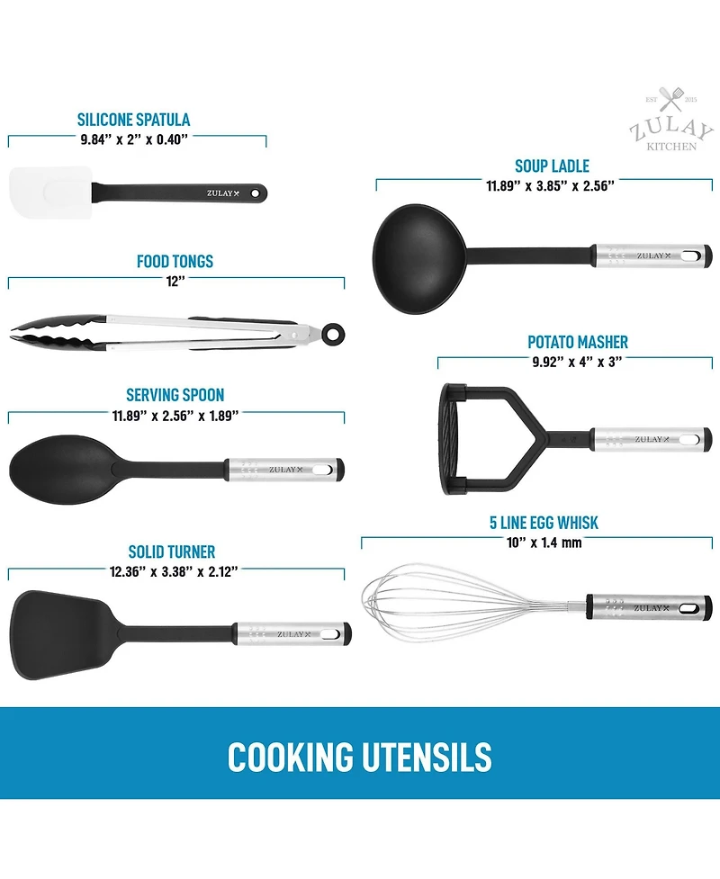 23 Piece Nylon Kitchen Utensils Nylon & Stainless Steel Cooking Utensils Set