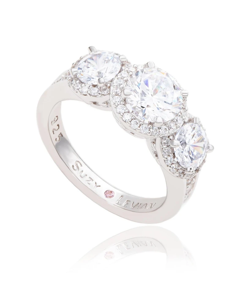 Suzy Levian Sterling Silver Cubic Zirconia Double Butterfly Ring