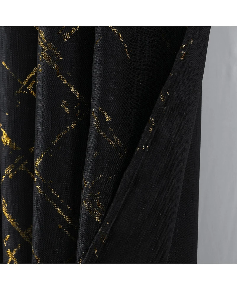 Rt Designers Collection Soho Foil Jacquard Polyester Window Curtain Grommet Panel 52" x 90