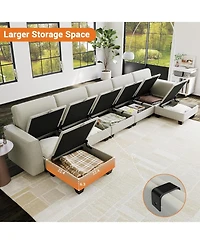 gaomon 140" U-Shaped Sectional Sofa with Ottoman Chaise, Modular 7-Seat Convertible Couch for Living Room