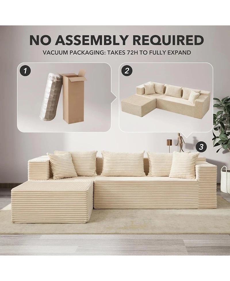 gaomon 106" L-Shaped Sectional Sofa with Chaise, Modular Deep Seat Cloud