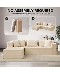 gaomon 106" L-Shaped Sectional Sofa with Chaise, Modular Deep Seat Cloud