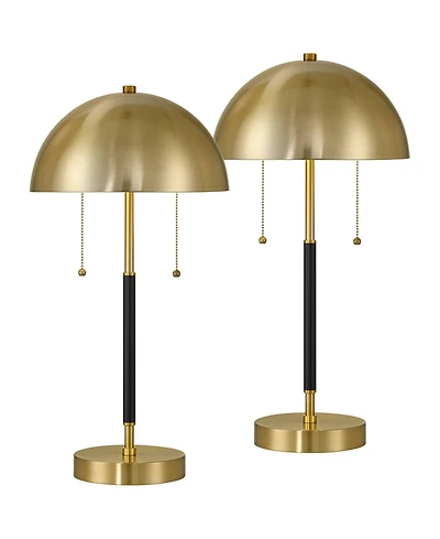 360 Lighting Pierre 23"H Metal Dome Pull Chain Usb Table Lamp Set of 2