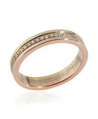 Pre-Owned Cartier 3-Tone Gold Diamond Vendome Louis Cartier Band