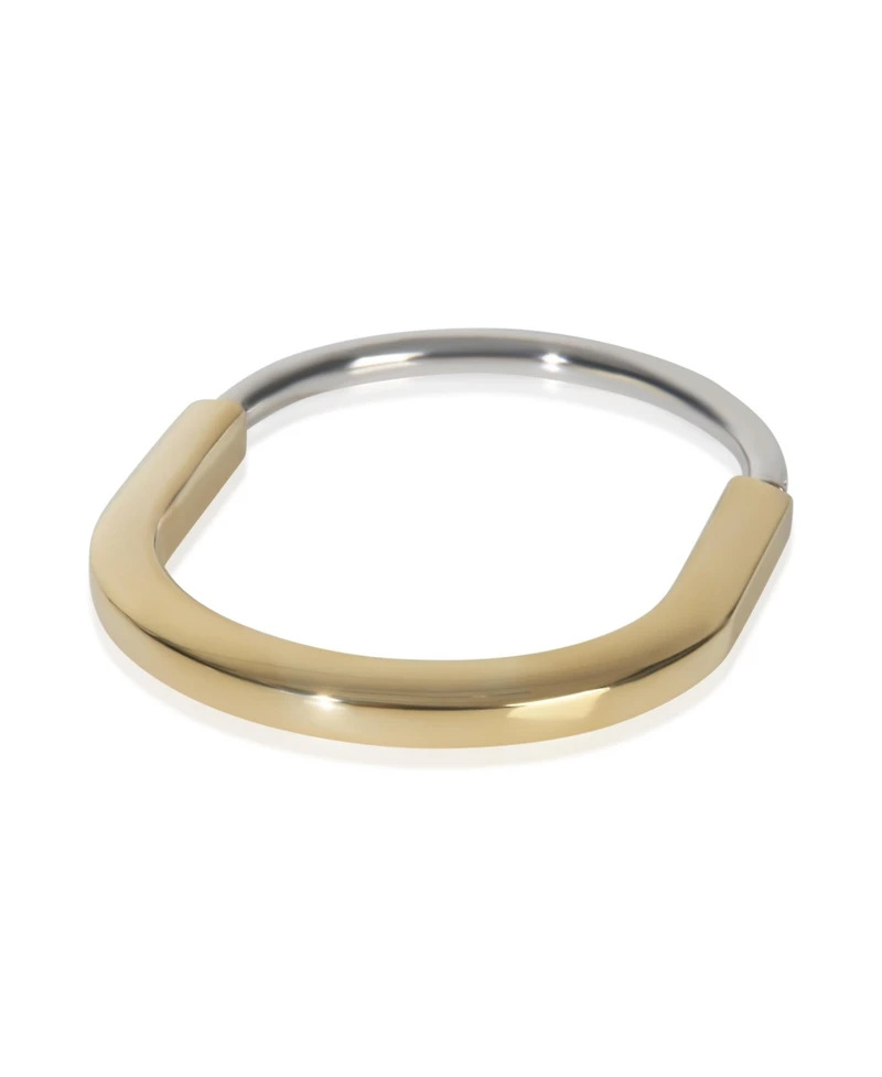 Pre-Owned Tiffany & Co White Gold and Yellow Gold Diamond Lock Bracelet, Size Small