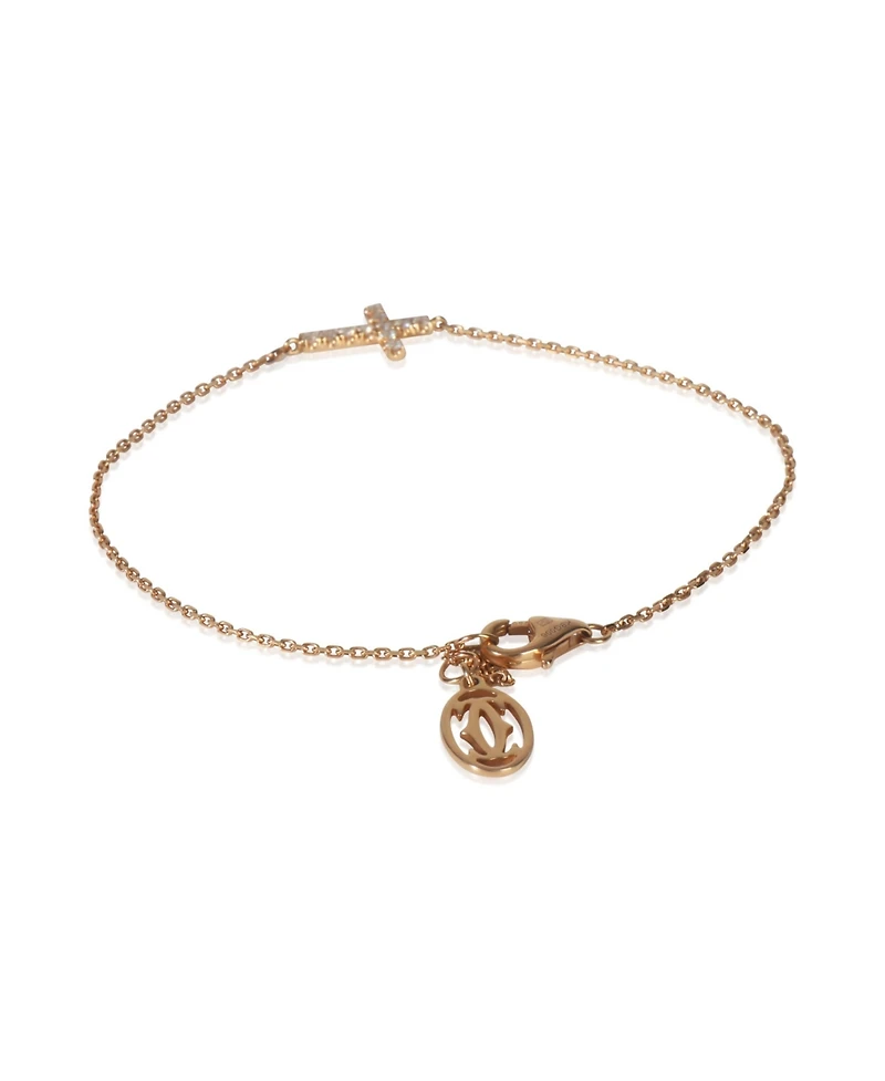 Pre-Owned Cartier Rose Gold Diamond Symbols Cross Bracelet