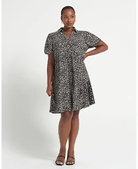 Estelle Women's Plus Abstract Geo Mini Shirt Dress