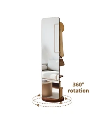 Busdays 70"x19"Full Length Mirror with Stand,Coat Rack with Mirror,Solid Wood Floor Mirror,Swivel Mirrorfor Bedroom, Living Room, Cloakroom