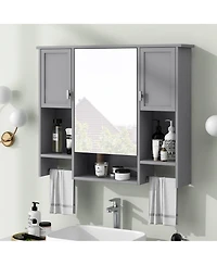 Busdays 35" x 28" Wall Mounted Bathroom Storage Cabinet with Mirror, Medicine Cabinet with Towel Bar, Modern Design