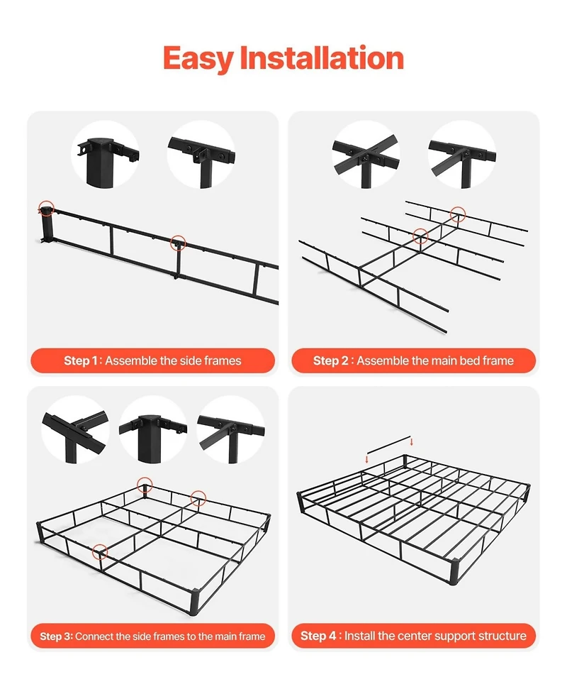 Gouun Low Profile Box Spring Foundation with Steel Frame and Cover