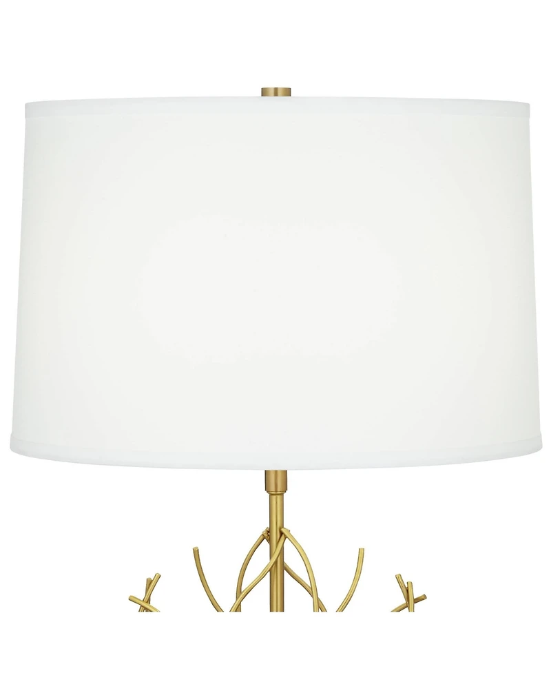 Possini Euro Design Johan Modern Table Lamp 30 1/2" Tall Sculptural Gold Open Grid Metal Drum Shade Bedroom Living Room Bedside Nightstand