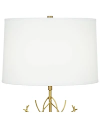 Possini Euro Design Johan Modern Table Lamp 30 1/2" Tall Sculptural Gold Open Grid Metal Drum Shade Bedroom Living Room Bedside Nightstand