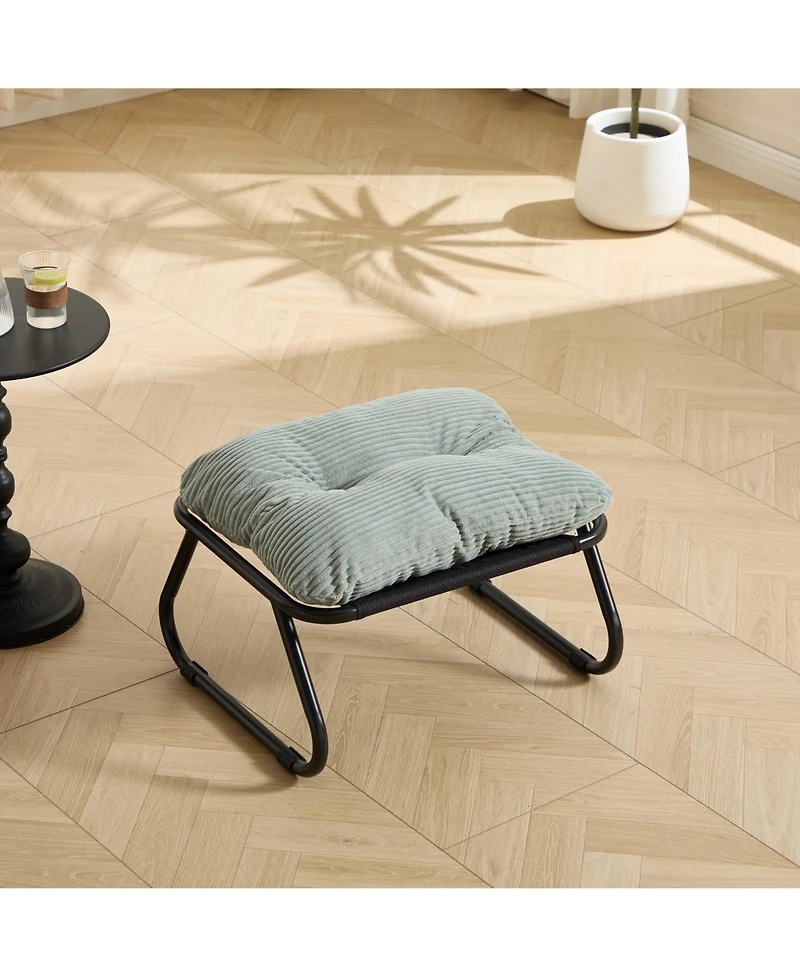 Rainsken Reclining Sling Lounge Chair with Thick Padded Cushion and Foot Stool, Perfect for Home Living Room & Reading Space