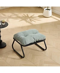 Rainsken Reclining Sling Lounge Chair with Thick Padded Cushion and Foot Stool, Perfect for Home Living Room & Reading Space