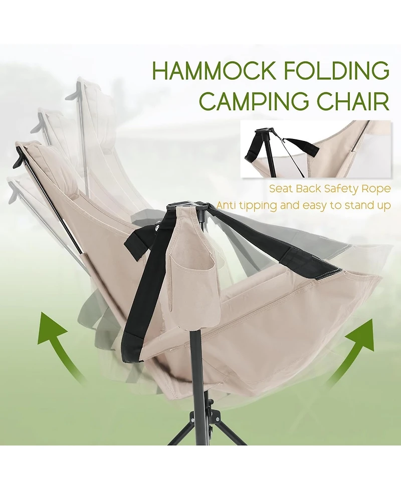 Rainsken Portable Hammock Rocking Chair Set of 2, Folding Camping Recliner with Adjustable Backrest and Carry Bag, Oversized Outdoor Chair for Travel