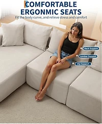 gaomon 108" Modular Cloud Sectional Sofa, L-Shaped Couch with Chaise, Deep Seat, No Assembly