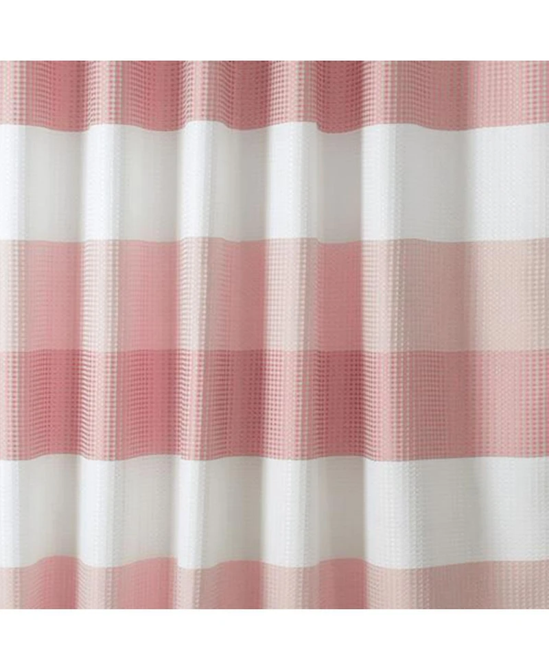 Olivia Gray Glamor Fade-resistant Striped Waffle Jacquard Shower Curtain with 12" Buttonholes