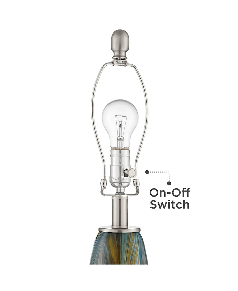 360 Lighting Azure Modern Table Lamps 26 3/4" High Set of 2 Art Glass Black Faux Silk Drum Shade for Bedroom Living Room Bedside Nightstand