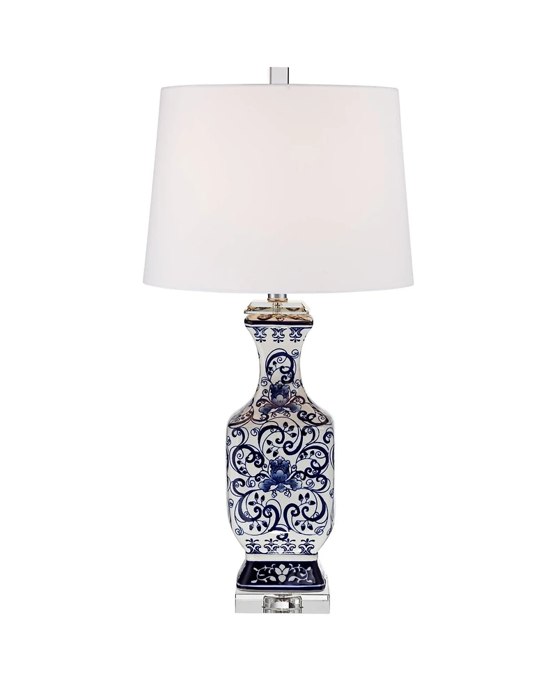 Barnes & Ivy 28" Tall Iris Asian Floral Jar Table Lamp with Marble Base