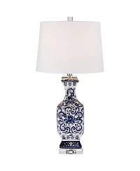 Barnes & Ivy 28" Tall Iris Asian Floral Jar Table Lamp with Marble Base