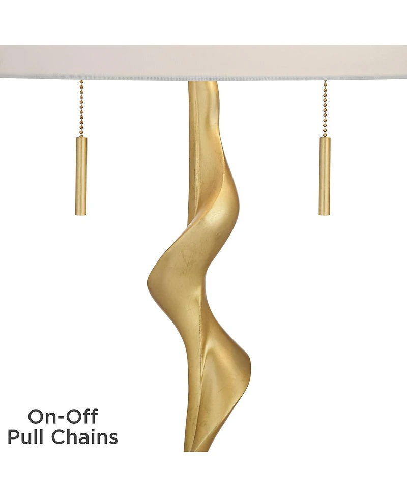 Possini Euro Design Montrose 31 3/4" Tall Sculpture Large Modern End Table Lamp Pull Chain Gold Finish Marble Single Living Room