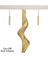 Possini Euro Design Montrose 31 3/4" Tall Sculpture Large Modern End Table Lamp Pull Chain Gold Finish Marble Single Living Room