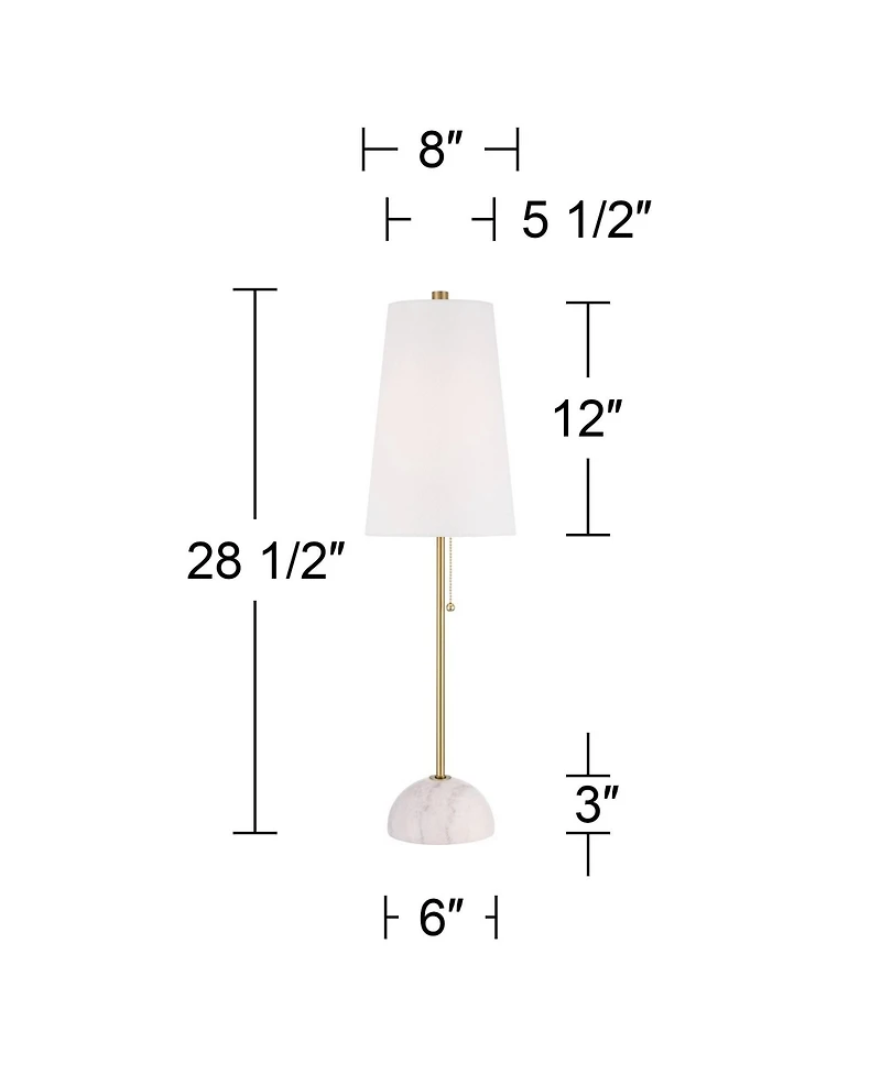 Possini Euro Design Paige 28 1/2" Tall Skinny Buffet Console End Table Lamp Pull Chain Gold Brass Finish Metal Marble Living Room