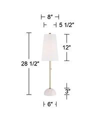 Possini Euro Design Paige 28 1/2" Tall Skinny Buffet Console End Table Lamp Pull Chain Gold Brass Finish Metal Marble Living Room