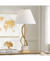 Possini Euro Design Infinity 30 1/4" Tall Large Modern End 3-Way Table Lamp Gold Brass Finish Marble Single Living Room Bedroom