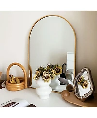 Busdays 20" x 30" Gold Metal Framed Arched Bathroom Mirror, Wall Mounted Rectangular Mirror for Bathroom Decor