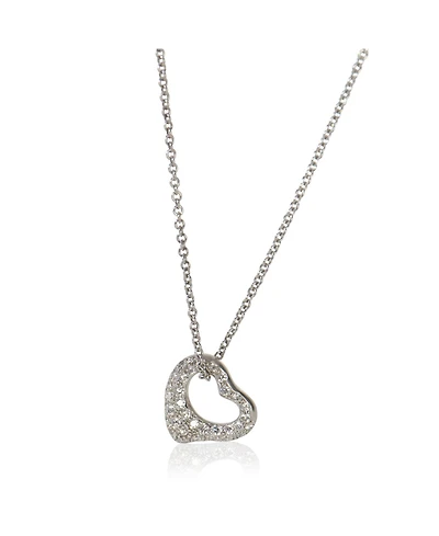 Pre-Owned Tiffany & Co Platinum Diamond Elsa Peretti Open Heart Pendant