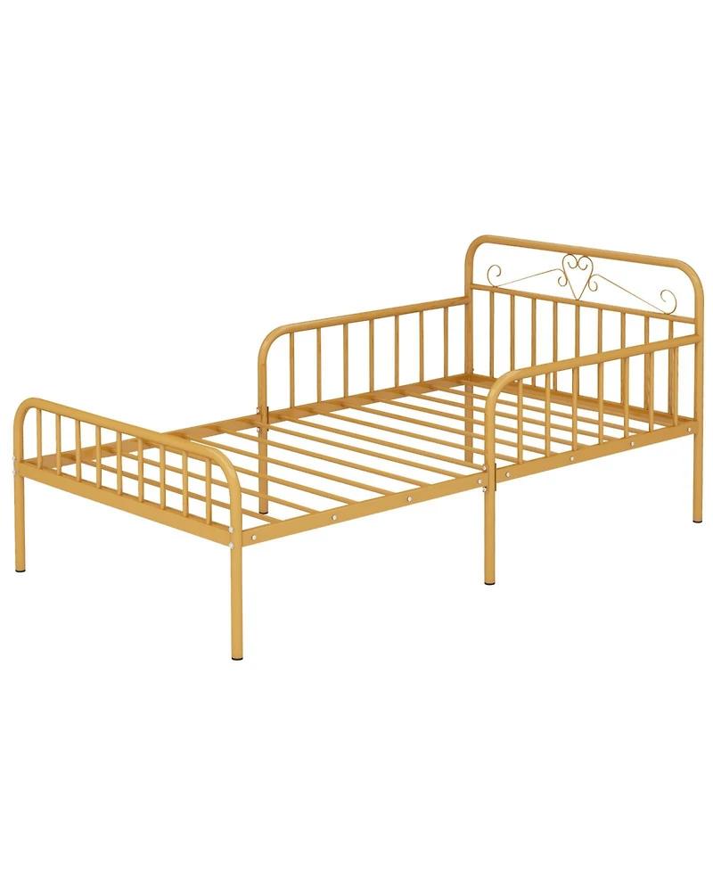 Gouun Bed Frame with Headboard and Safety Side Guardrails