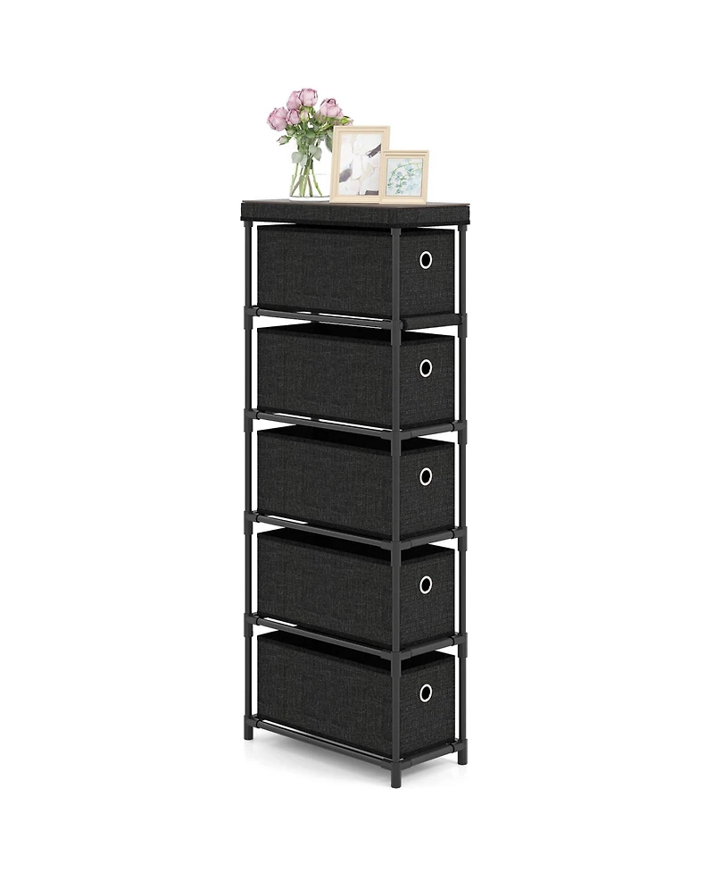 Sugift Narrow Five Drawer Dresser Slim Storage Tower