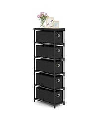 Sugift Narrow Five Drawer Dresser Slim Storage Tower
