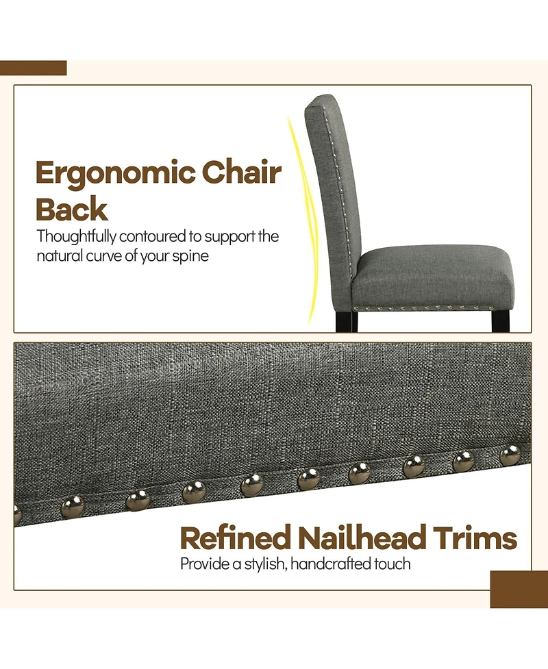 Gymax Wooden Dining Chairs Set of w/Solid Rubber Bent Wood Legs for Dining Room