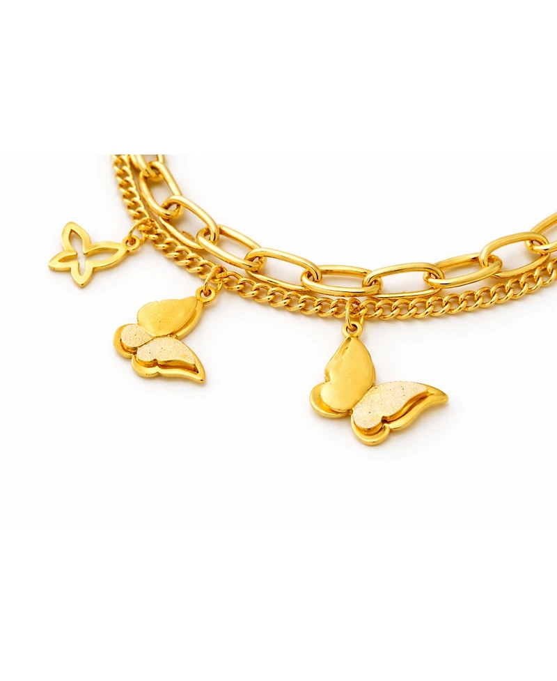 Rebl Jewelry Butterfly Charm Bracelet Stainless Steel