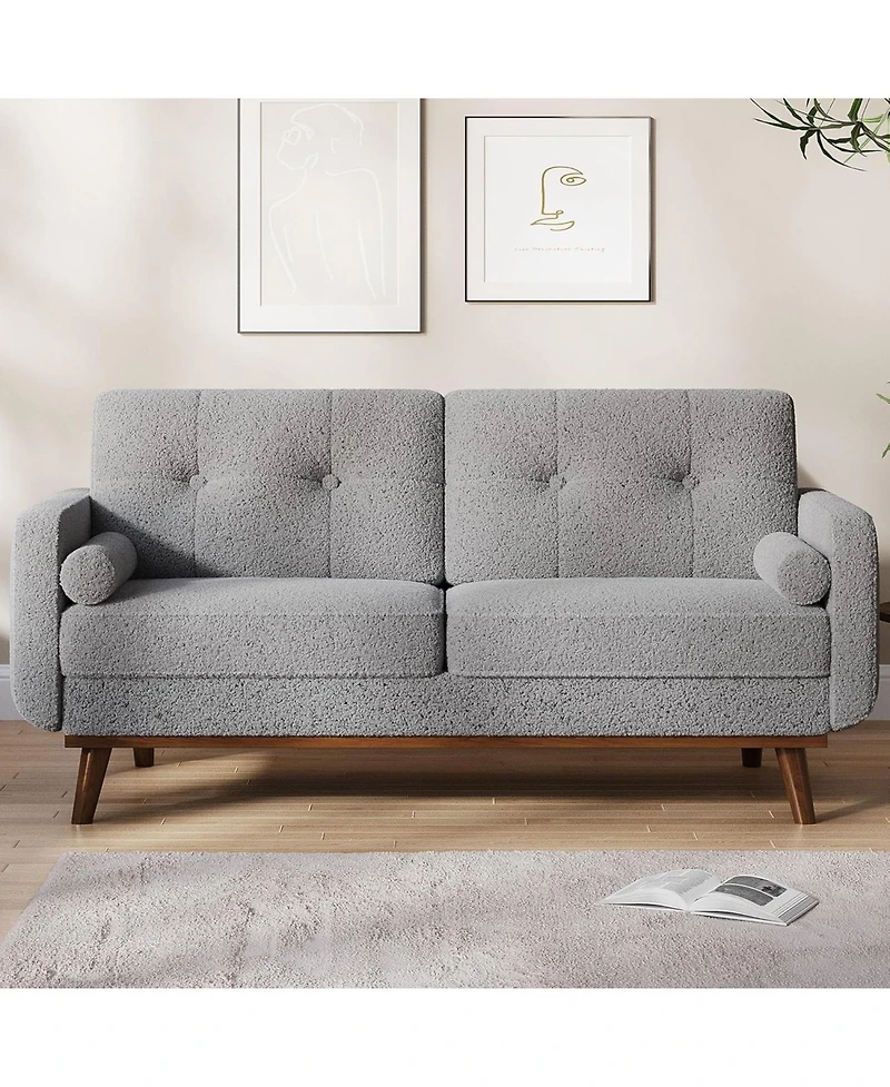 gaomon 65" Loveseat Sofa, Boucle Upholstered 2-Seater Couch with Deep Seat for Small Spaces