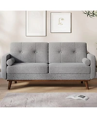 gaomon 65" Loveseat Sofa, Boucle Upholstered 2-Seater Couch with Deep Seat for Small Spaces
