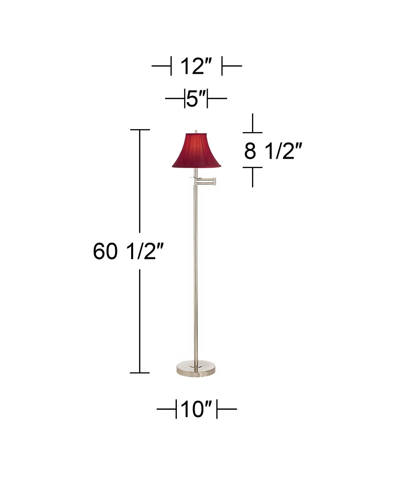360 Lighting Modern Swing Arm Floor Lamp Tall Brushed Nickel for Living Room Reading Bedroom Office
