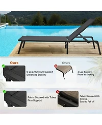 Gouun 5-Position Adjustable Aluminum Folding Chaise Lounge Chair for Patio and Pool