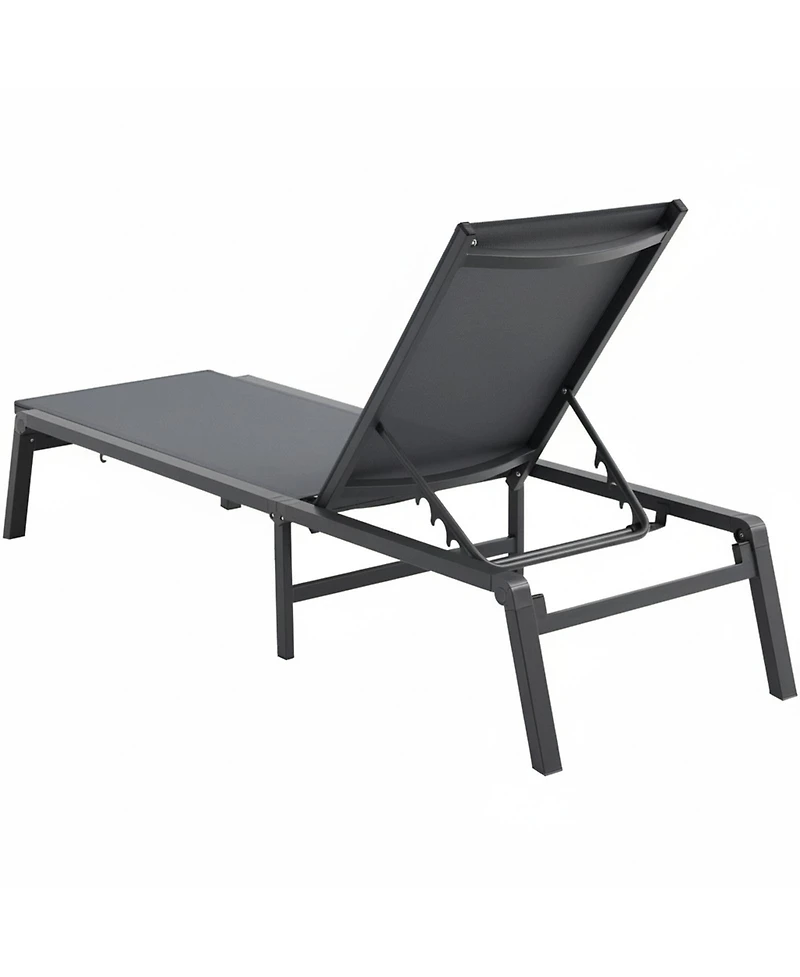 Gouun Set of 2 Aluminum Folding Chaise Lounge Chairs with 5-Position Reclining Back
