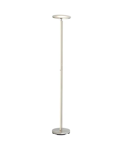 Possini Euro Design Aventura Modern 75 3/4" Tall Standing Floor Lamp Torchiere Led Metal Satin Nickel Finish
