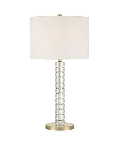 Possini Euro Design Cecil 31" Tall Large Modern End 3-Way Table Lamp Clear Brass Finish Acrylic Single Shade Living Room Bedroom