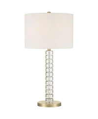 Possini Euro Design Cecil 31" Tall Large Modern End 3-Way Table Lamp Clear Brass Finish Acrylic Single Shade Living Room Bedroom