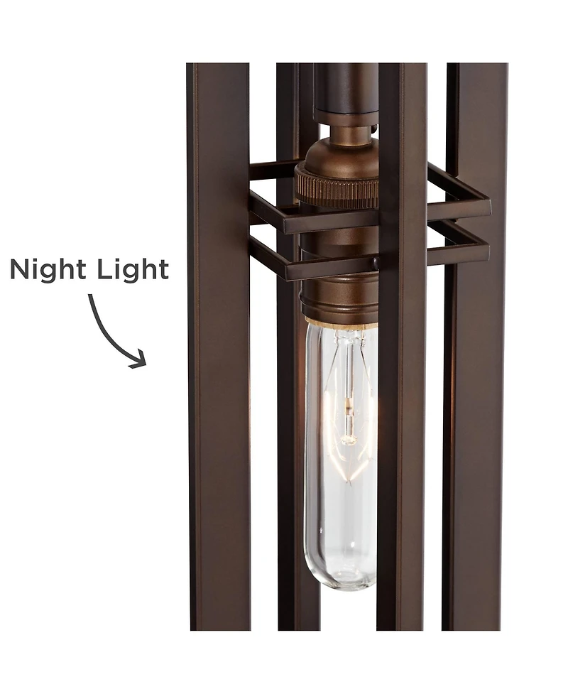 Franklin Iron Works 28" Tall Industrial Table Lamp, Usb Charging Port and Nightlight